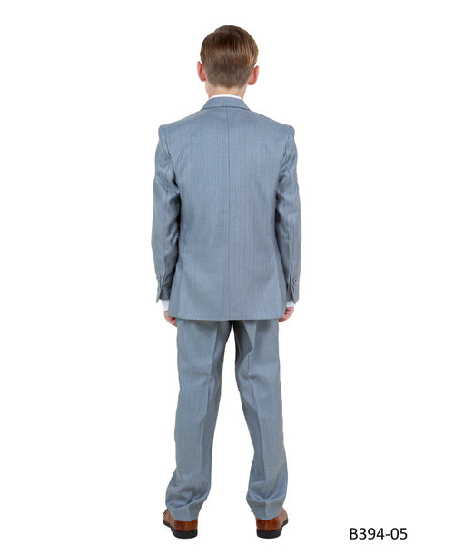 Boys Metallic Blue Suit in Modern Fit by Tazio