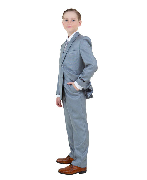 Boys Metallic Blue Suit in Modern Fit by Tazio