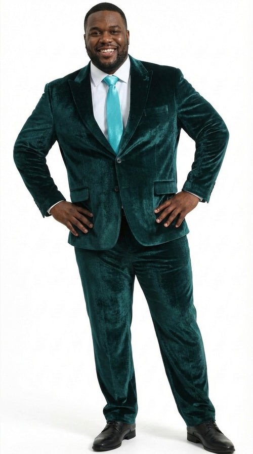Mens Emerald Green Teal Blue Velvet Suit – Luxury Two Piece Formal Evening Suit