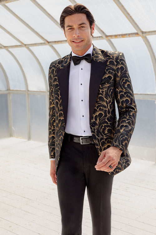 Savannah Black & Gold Peak Tuxedo Jacket (Separates)