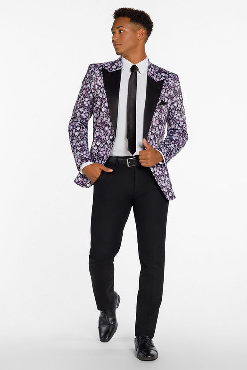 Floral Fusion Plum Peak Tuxedo Jacket (Separates)
