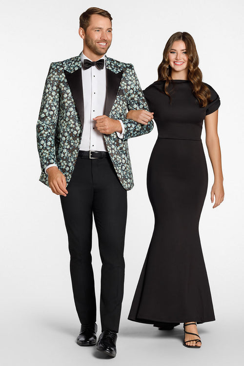 Floral Fusion Sage Peak Tuxedo Jacket (Separates) by Ted Stanford