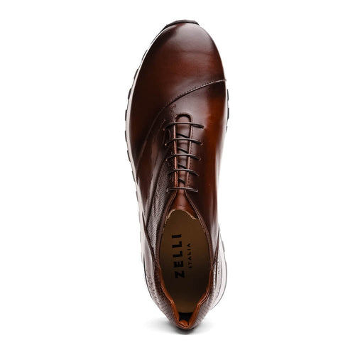 Zelli Testo Burnished Italian Calfskin Dress Sneakers in Brown