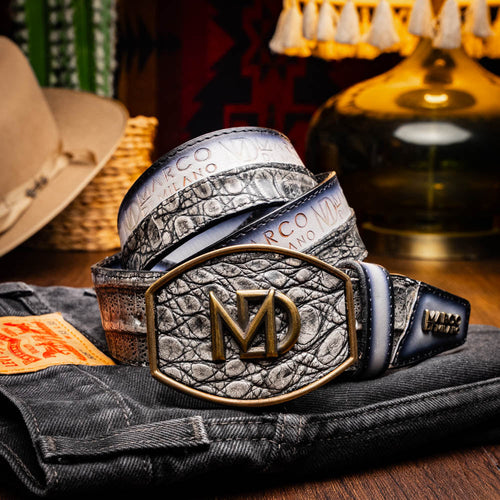 Marco Di Milano Texas Belt Stone Gray Leather Loafer