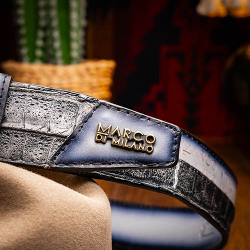 Marco Di Milano Texas Belt Stone Gray Leather Loafer