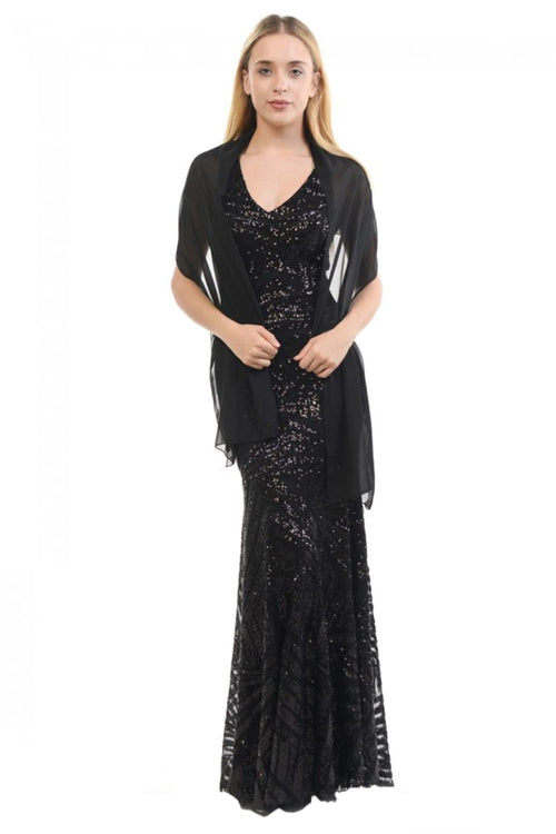 Lenovia USA 5150 V-Neck Mermaid Sequined Long Evening Prom Dress-New Collection