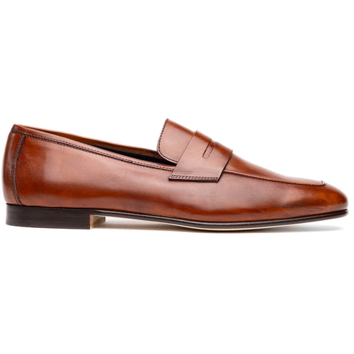 Zelli Tippa Italian Calfskin Penny Loafers, a Classic Cognac Slip-On