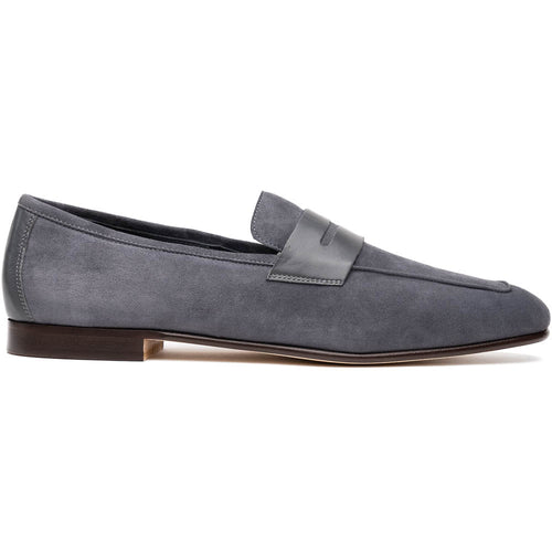 Zelli Tippa Suede and Calfskin Penny Loafers in Grey