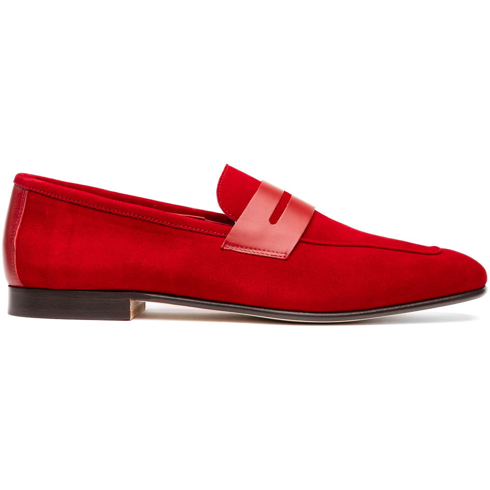 Zelli Tippa Suede and Calfskin Slip-On Penny Loafers in Red