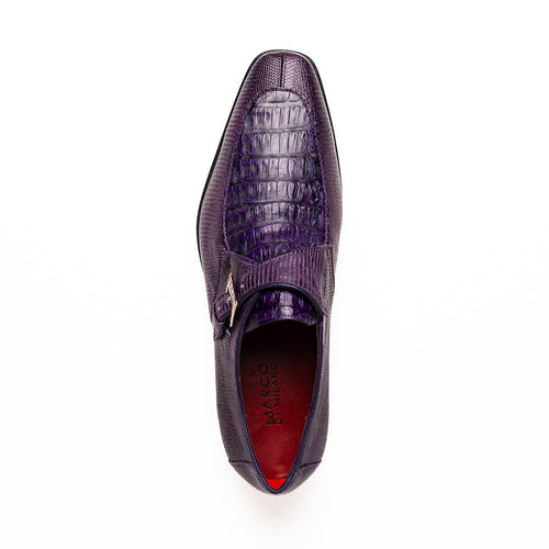 Marco Di Milano Toluca Purple Crocodile & Lizard Monk Strap