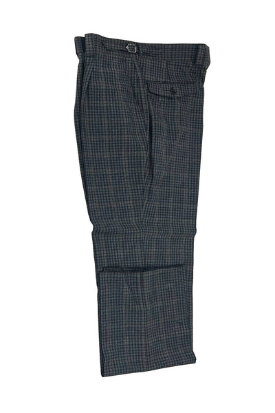 Tiglio Luxe Gray Mini Check with Taupe Windowpane Semi-Wide Leg Wool Marbella Dress Pants TL3328