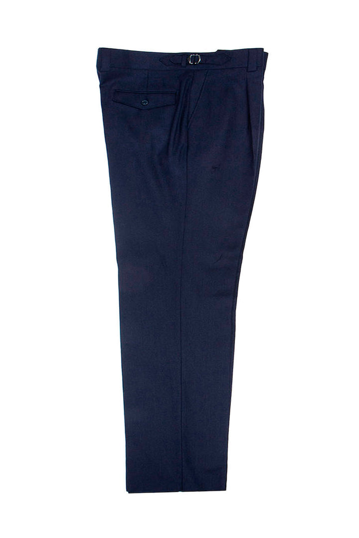Tiglio Luxe Denim Navy Semi-Wide Leg Wool Marbella Dress Pants TL8190 – SuitUSA