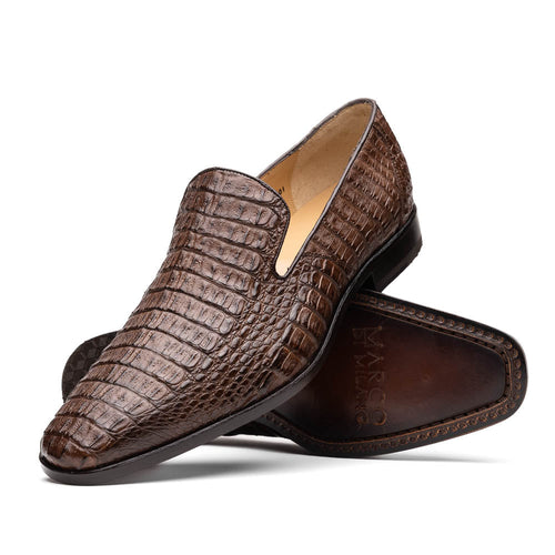 Marco Di Milano Trento Caiman Brown Crocodile Slip-on Loafers