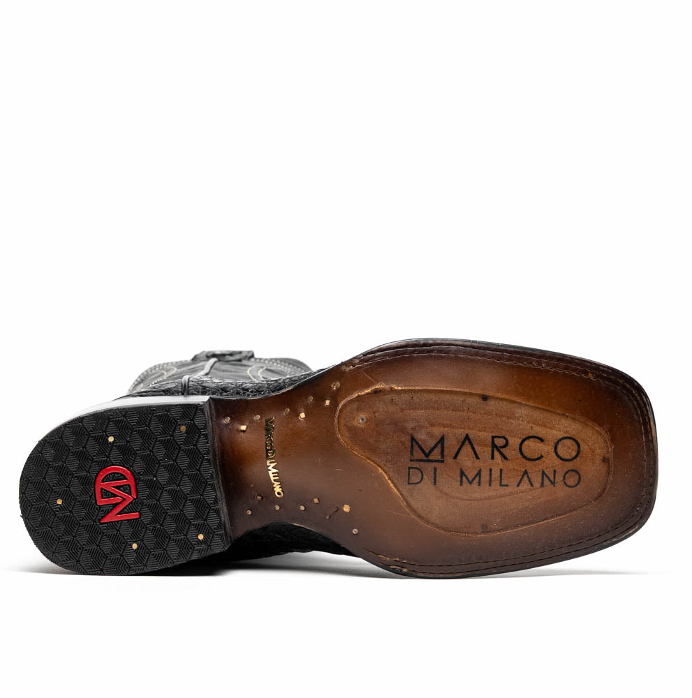 Marco Di Milano Tuscon Black Caiman Crocodile Square Toe Cowboy Boots