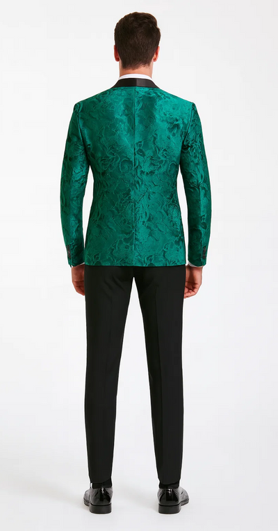 Turquoise Floral Tuxedo with Shawl Lapel – 4 Piece Set