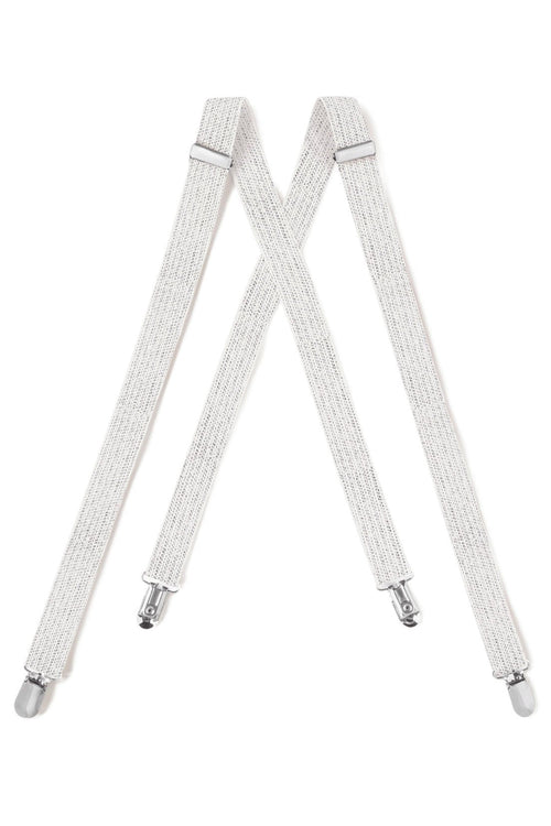 Silver Metallic Suspenders by Tux Parkin