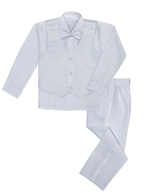 Boys 5 Piece White Tuxedo Set Sizes 2T-16