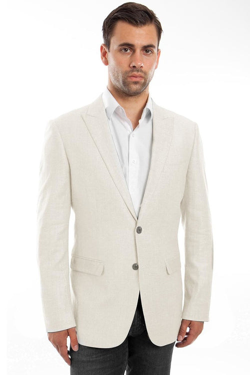 Men's Ivory Linen Blazer by Tazio Suits