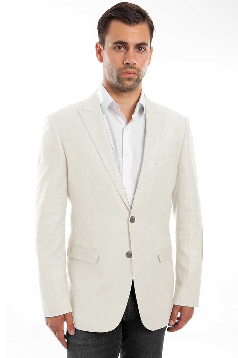 Men's Ivory Linen Blazer by Tazio Suits