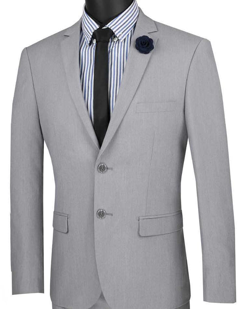 Ultra Slim Fit Stretch 2 Piece Suit Color Gray by Vinci