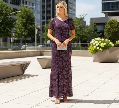 Mother-of-the-Bride Short Sleeve Formal Evening Dress by Eva USA 3456