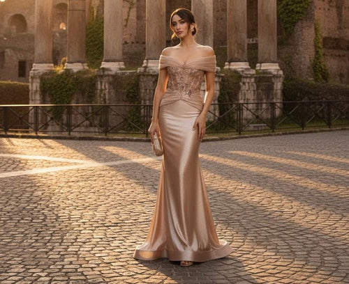 Mother Of The Bride Dress Off The Shoulder Sequin Gown By May Queen MQ2151-New Collection