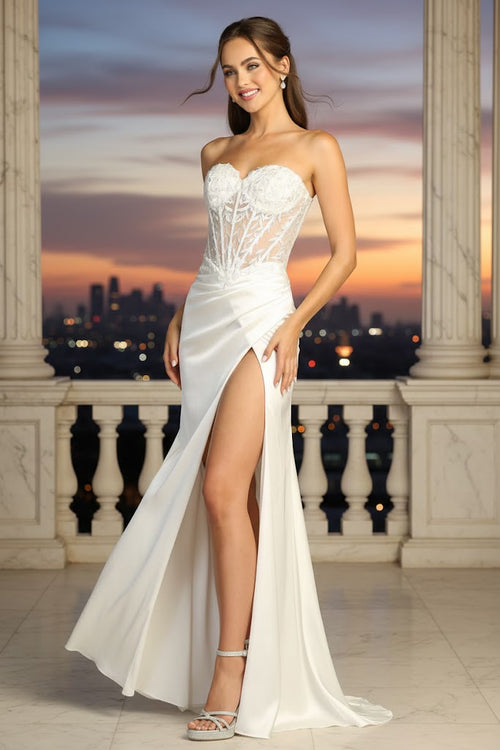 Adora Design 3161 Strapless Satin Corset Long Bridal Wedding Dress