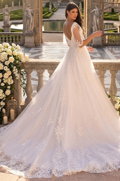 Primavera Couture 11134 - Embroidered Appliqué A-Line Wedding Dress