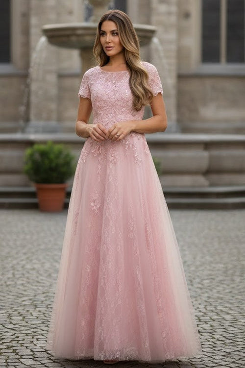 Eva USA 5261 Monochrome Appliqué Tulle Mother of the Bride Gown