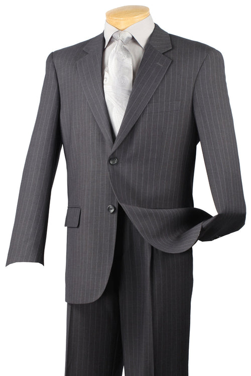 Mens 2 Button Peak Lapel Modern Plaid Suit in Grey by Vinci