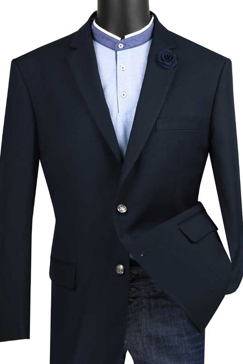 Men's Classic Navy Blue Sport Blazer by Vinci Suits