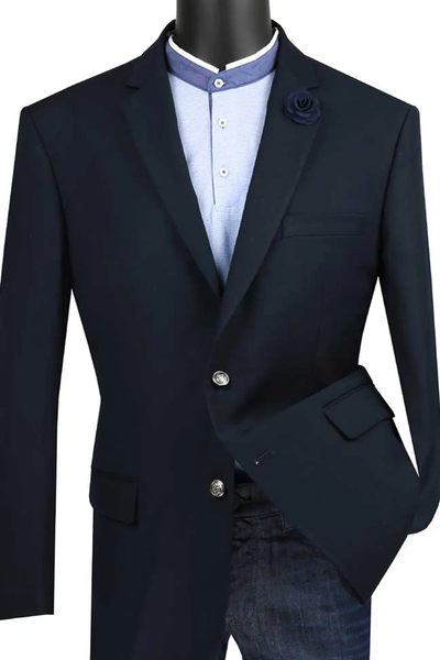 Refined Navy Blue Classic Fit Blazer β Mens 2 Button Sport Jacket
