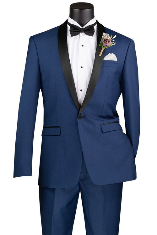Burgundy Men's Slim Fit Tuxedo with Shawl Collar by Vinci