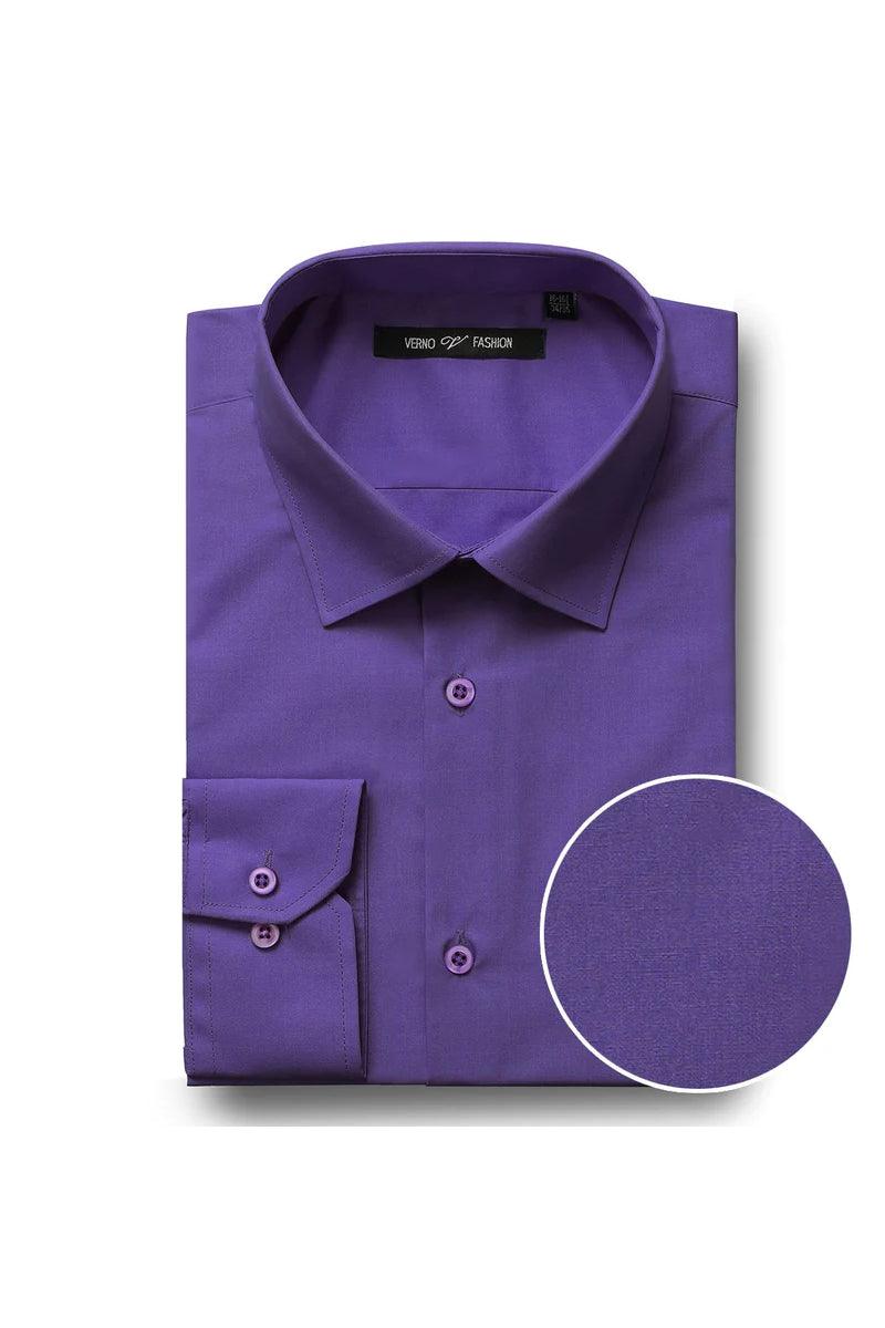 Verno Men's Classic Fit Lilac Spread Collar Dress Shirt - USA Men's Outlet – SuitUSA
