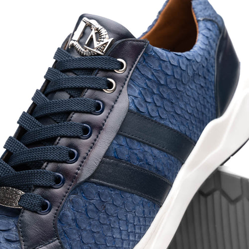 Marco Di Milano Verona Python & Calfskin Sneakers Navy
