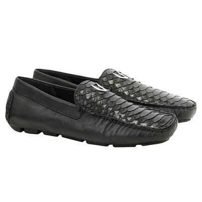 Vestigium Python Driving Loafers Black - Black Python men's driving loafer