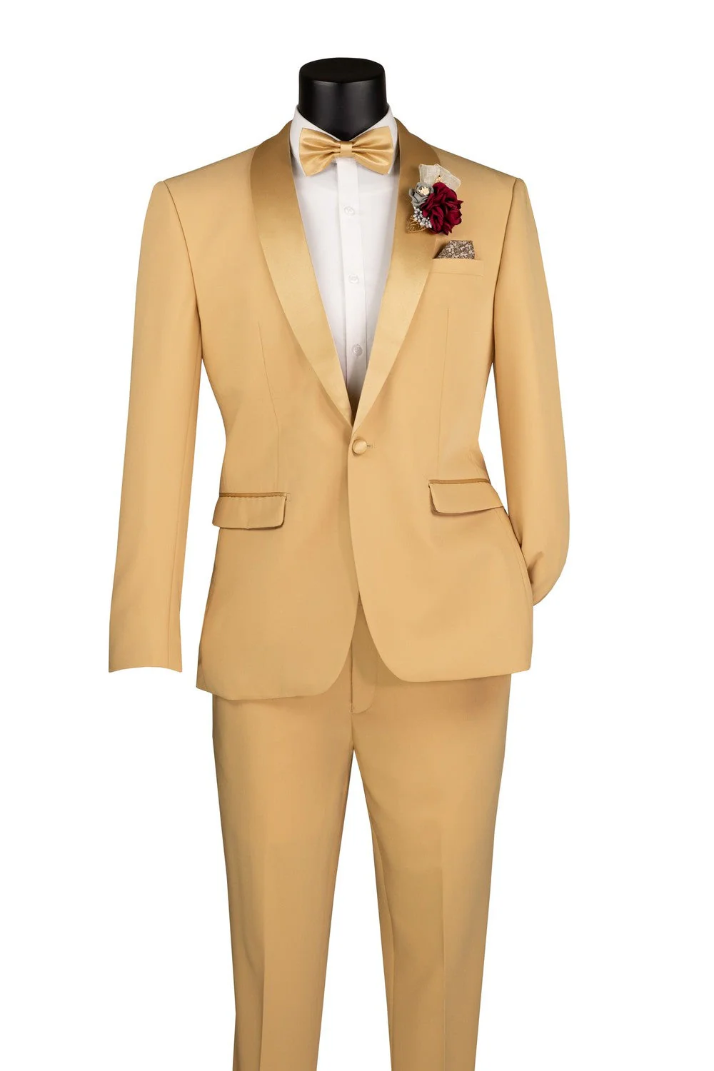 Light Gold Shawl Lapel Tuxedo by Spectrum β Elegant 3-Piece Formal Wear