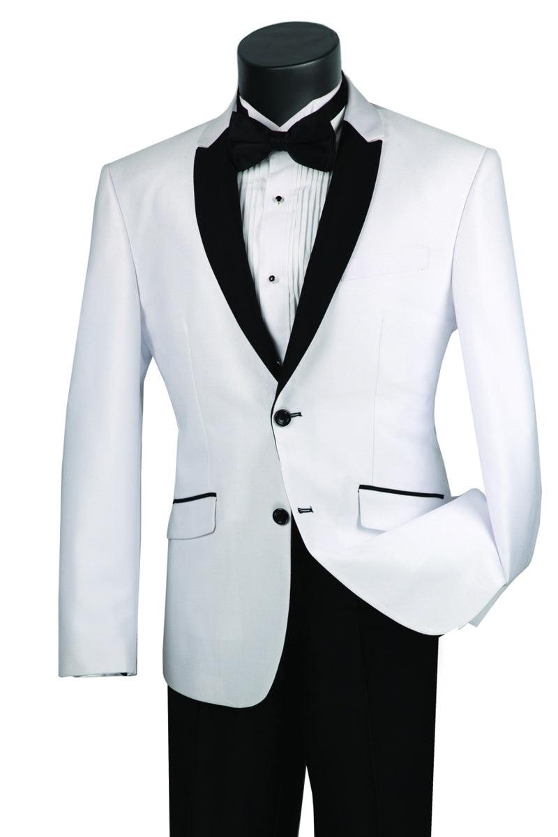 Vinci Collection Men's Slim Fit 2-Button White Peak Shawl Tuxedo - Elegant Mensattire