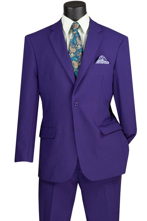Vinci Men's 2-Button Classic Poplin Suit in Purple - Elegant Mensattire