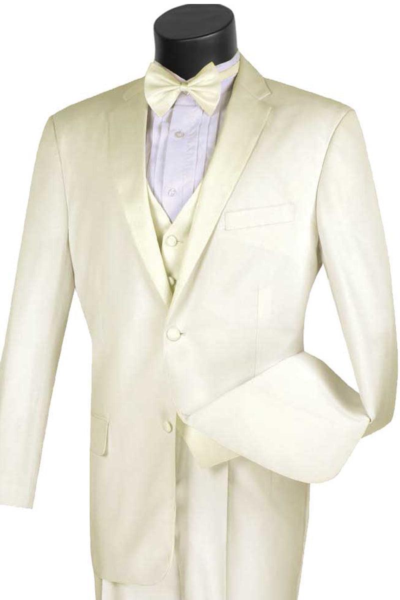 Vinci Men's 2-Button Classic Vested Ivory Tuxedo - Elegant Mensattire