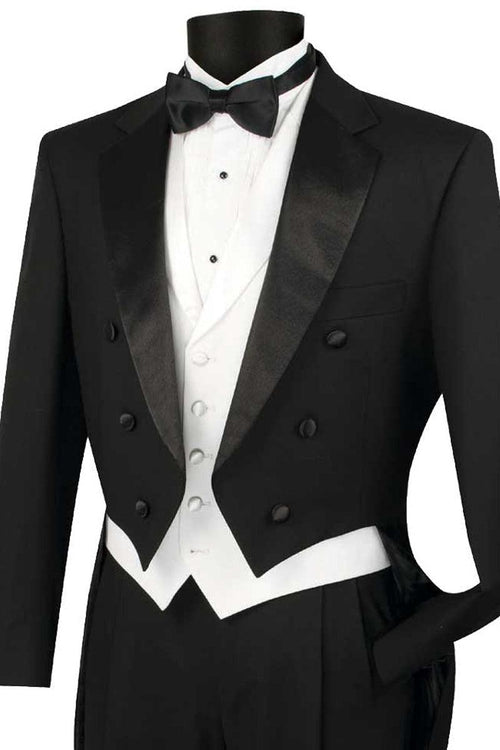 Vinci Men's Classic Wedding Tail Tuxedo in Black - Elegant Mensattire
