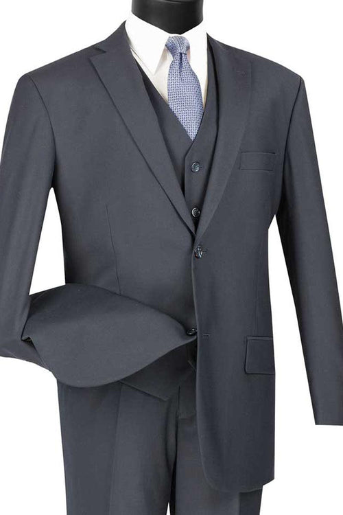 Vinci Men's Navy 2-Btn Vest Suit: Elegant & Stylish - Elegant Mensattire