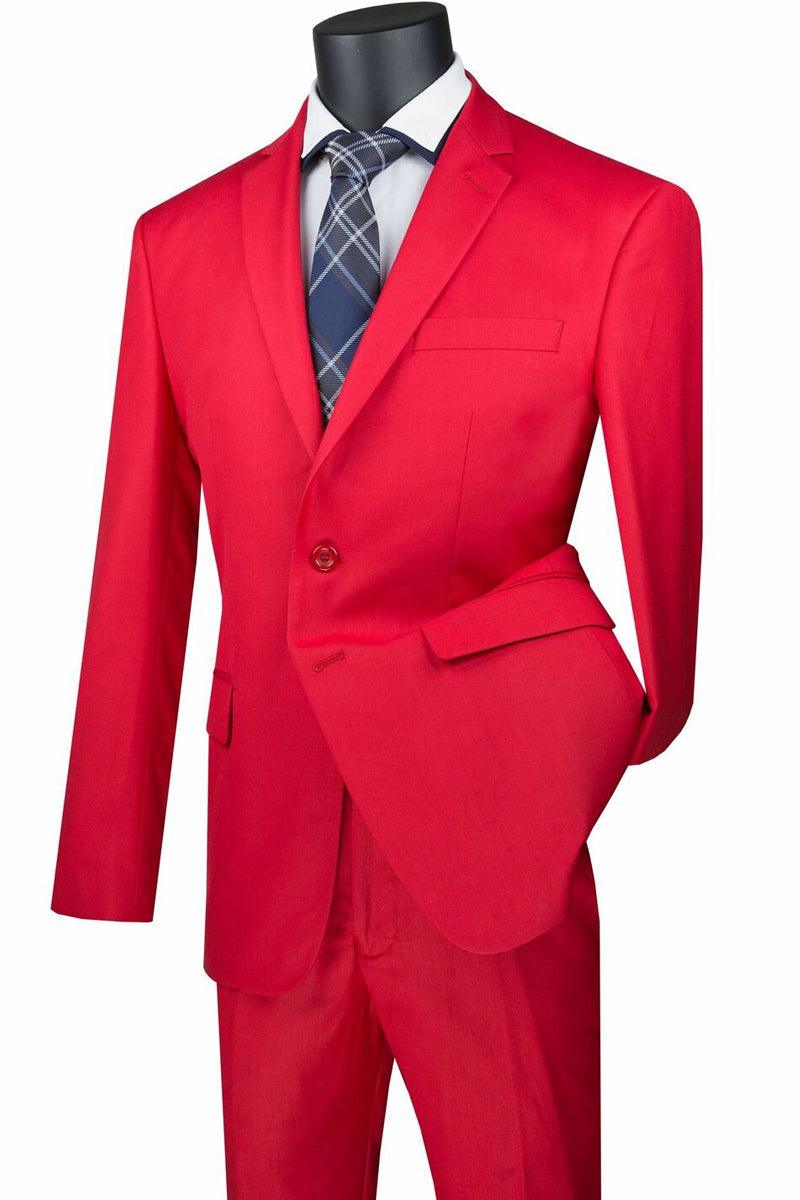Vinci Men's Red Modern Fit 2-Button Suit - Elegant Mensattire