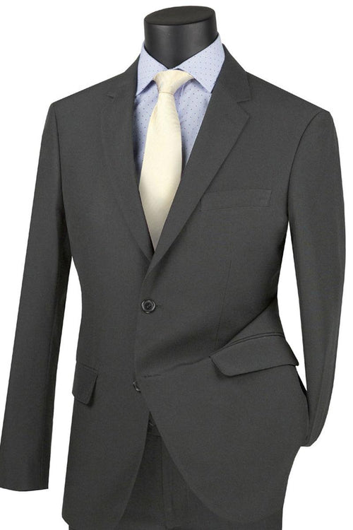 Vinci Men's Ultra Slim Fit Charcoal Grey Stretch Suit - Elegant Mensattire