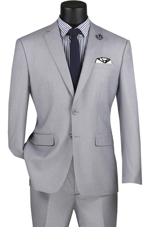 Vinci Mens 2-Button Light Grey Suit | Modern Fit Smart Style - Elegant Mensattire
