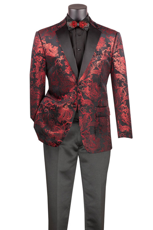 Posh Paisley Velvet Emerald Tuxedo Jacket (Separates) by Vinci