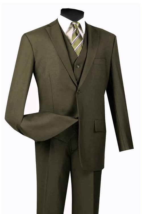 Vinci's 2-Button Olive Vested Suit: Stylish & Refined Menswear - Elegant Mensattire