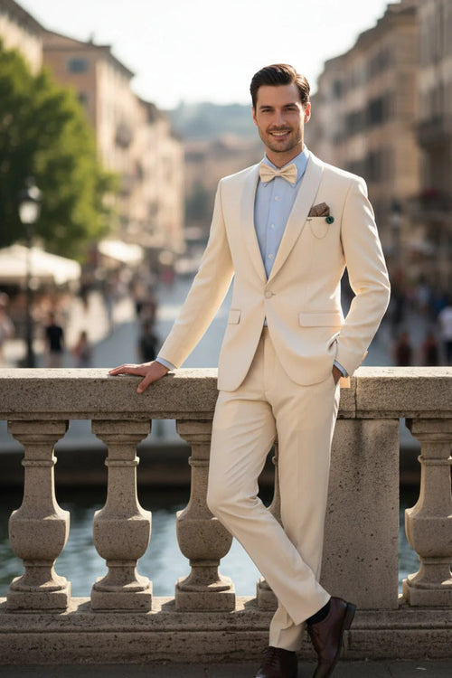 Spectrum Champagne Shawl Lapel Tuxedo β 3-Piece One Button Elegant Formal Suit