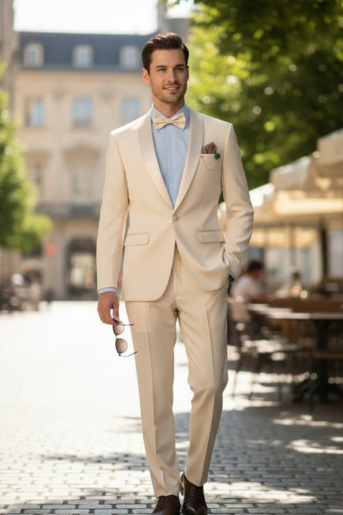 Spectrum Champagne Shawl Lapel Tuxedo β 3-Piece One Button Elegant Formal Suit
