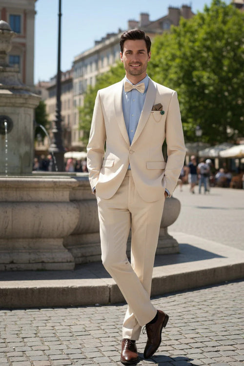 Spectrum Champagne Shawl Lapel Tuxedo β 3-Piece One Button Elegant Formal Suit